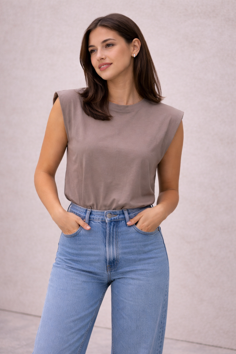 Camiseta Hombreras Taupe