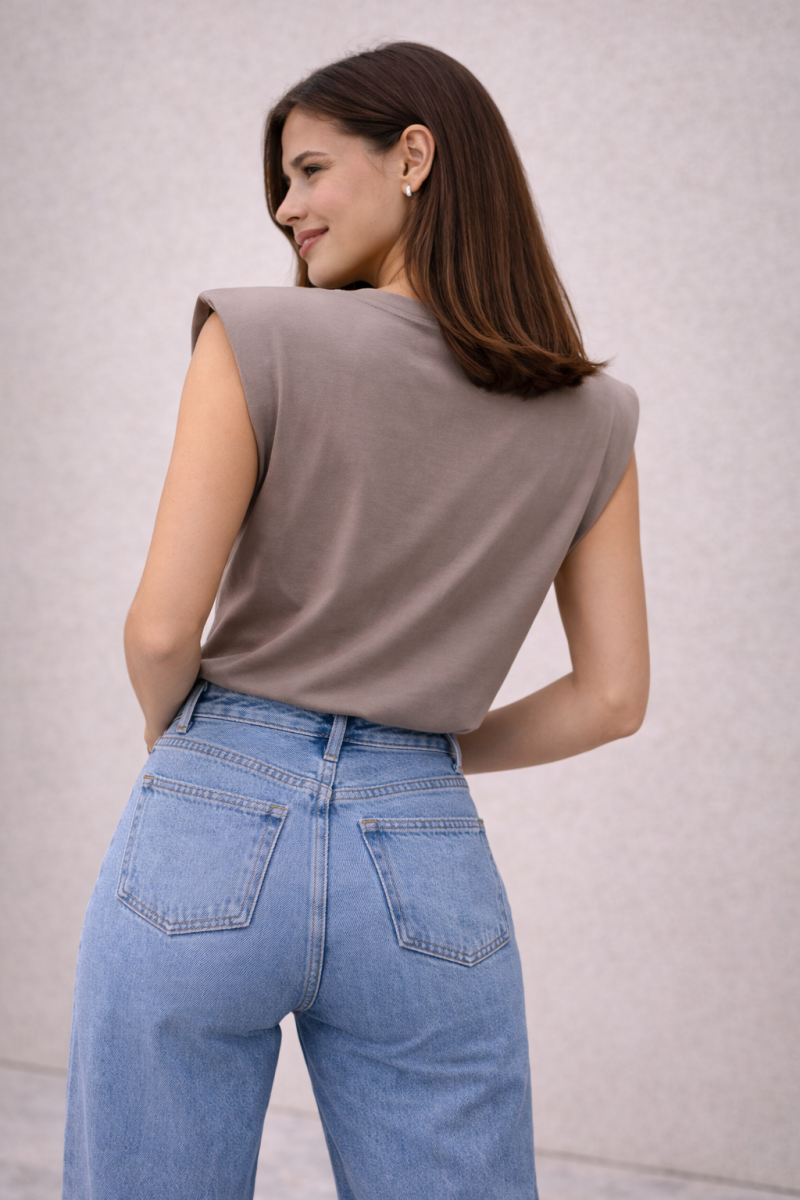 Camiseta Hombreras Taupe - Imagen 2