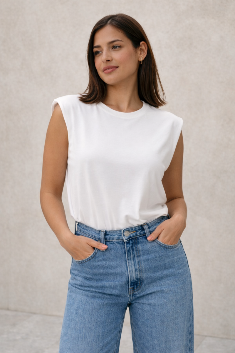 Camiseta Hombreras Blanca