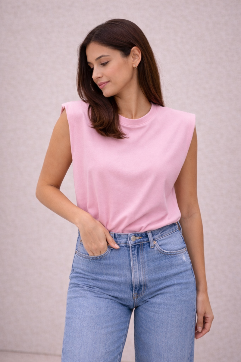 Camiseta Hombreras Rosa